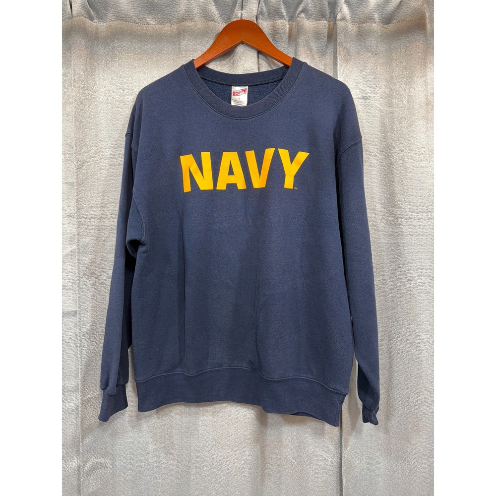 Soffe Mens Navy Blue US Navy Graphic Crewneck Sweatshirt Large Military Pullover